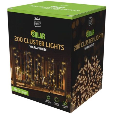 Guirlande lumineuse solaire à LED 200 W blanc chaud