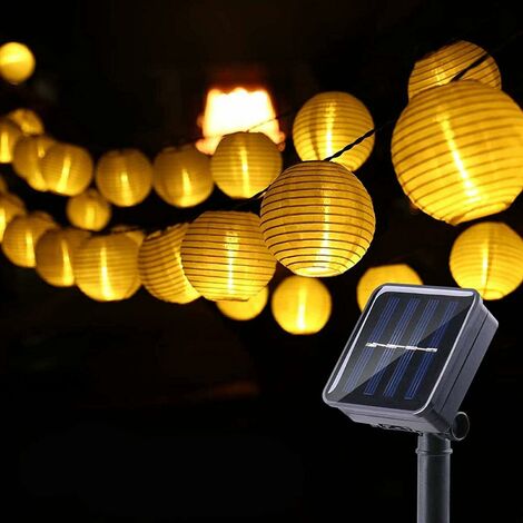 Guirlande lumineuse solaire à LED pour extérieur, 6.5 m, lot de 30 LED en nylon pour fêtes, Noël, jardin, terrasse, Halloween, décoration (blanc chaud)