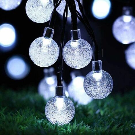 Guirlande Lumineuse Solaire Ambiance Jardin Bulle Cristal Lumi��res D��coratives Ext��rieures 50 Lumi��res - Lumi��re Blanche 8 Modes Solaire