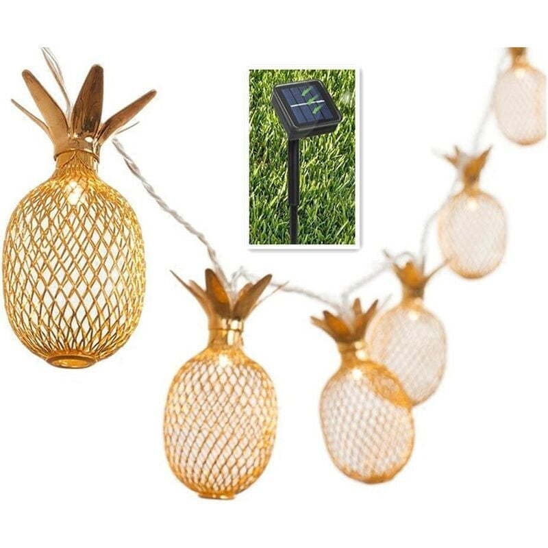 Guirlande Lumineuse Solaire Ananas 15ft 20 LED Guirlande Lumineuse Solaire Imperméable À L'énergie Solaire Suspendue Pour Jardin Extérieur Patio