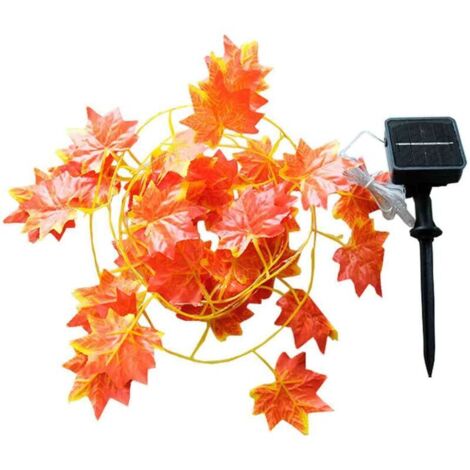 Guirlande lumineuse solaire d'automne pour extérieur, 10 m (33 pi), 100 LED, motif feuilles d'érable, étanche, idéale pour décorer jardin, pelouse, terrasse, gazebo, cour et autres espaces extérieurs.