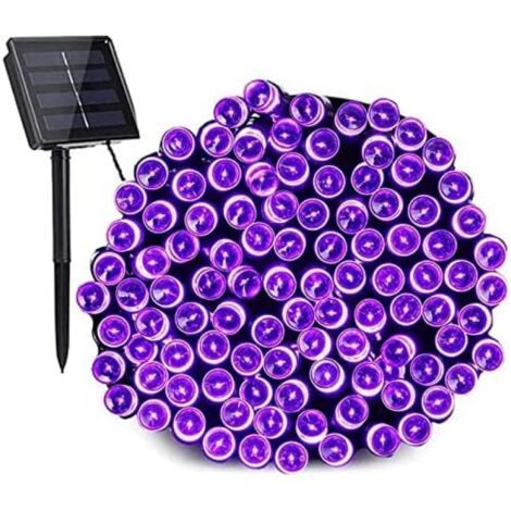 Guirlande lumineuse solaire de Noël 32 m, 300 LED, 8 modes, étanche, pour jardin, mariage, anniversaire, violet