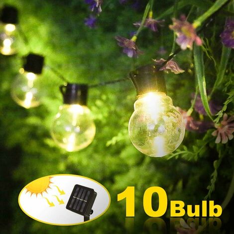 Guirlande lumineuse solaire d'extérieur - 10 LED - Étanche - Éclairage solaire extérieur pour jardin, cour, balcon, mariage, décoration de fête