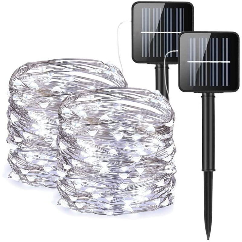 Guirlande lumineuse solaire d'extérieur 100 led, étanche IP65, 8 modes, fil de cuivre, éclairage de jardin pour extérieur, fête, mariage, cour, Noël