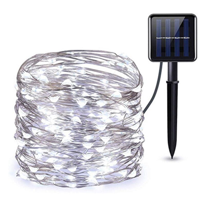Guirlande lumineuse solaire d'extérieur 200 led, 22,8 m, ultra résistante, fil de cuivre étanche, 8 modes, pour jardin, terrasse, arbre, fête,