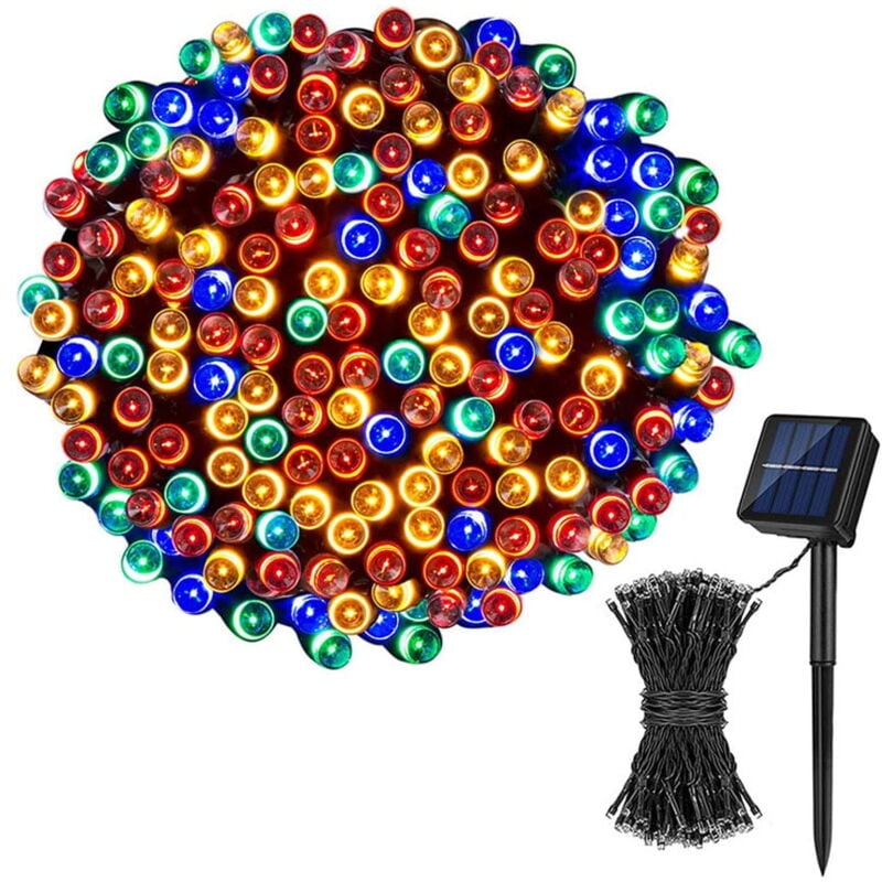 Guirlande lumineuse solaire d'extérieur 200 led, 22,9 m, étanche, avec 8 modes, pour Noël, fête, jardin, mariage, cour, décoration (quatre couleurs)