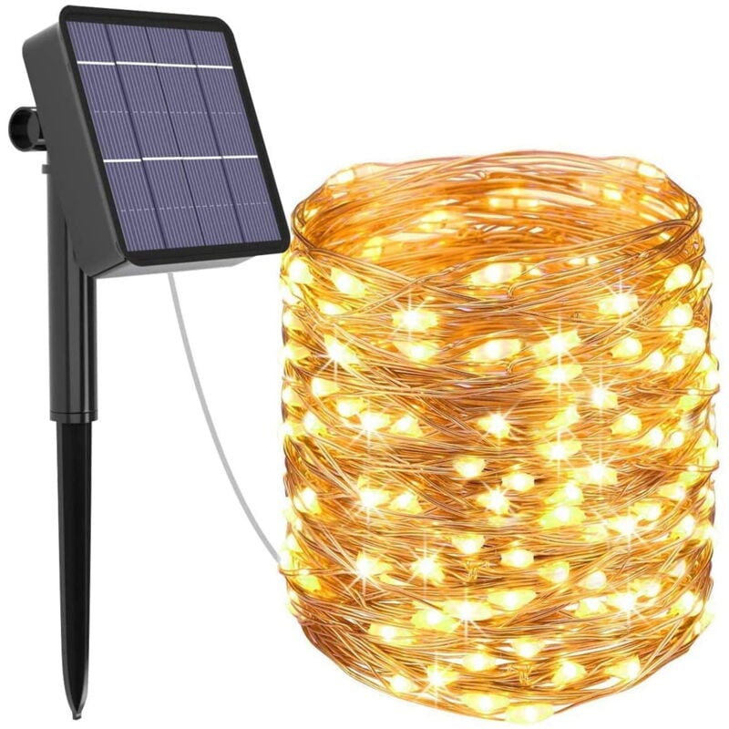 Guirlande lumineuse solaire d'extérieur, 240 led, étanche, fil de cuivre, pour patio, jardin, arbres, Noël, mariage, fête