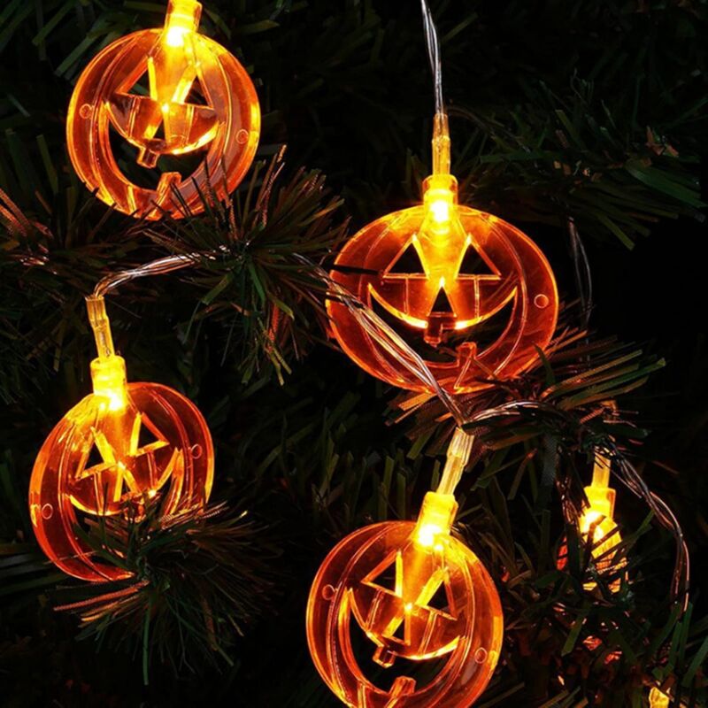 Guirlande lumineuse solaire d'extérieur 6 m 40 led pour Halloween, décoration extérieure pour fête, Halloween, jardin, vacances, automne, lanterne