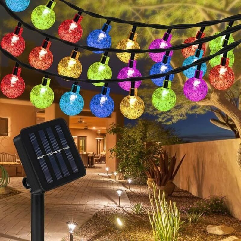 Guirlande lumineuse solaire d'extérieur 6,5 m 30 LED solaires de jardin 8 modes IP65 étanche avec capteur de lumière pour exté[504]