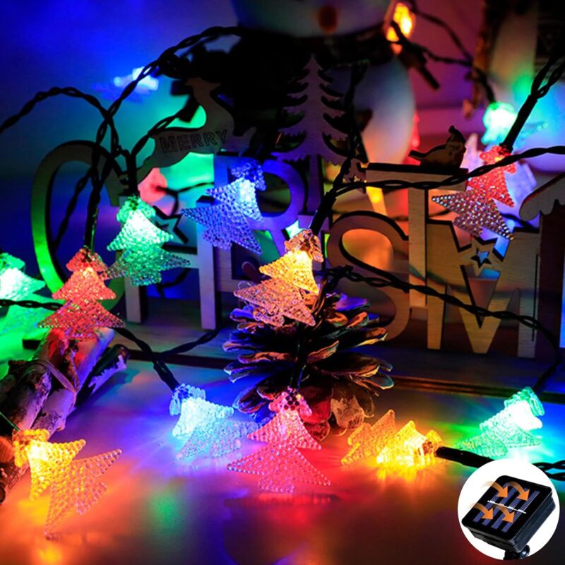 Guirlande lumineuse solaire d'extérieur, 7m, 50 led, étanche, 8 Modes d'éclairage, pour arbre de jardin, noël coloré