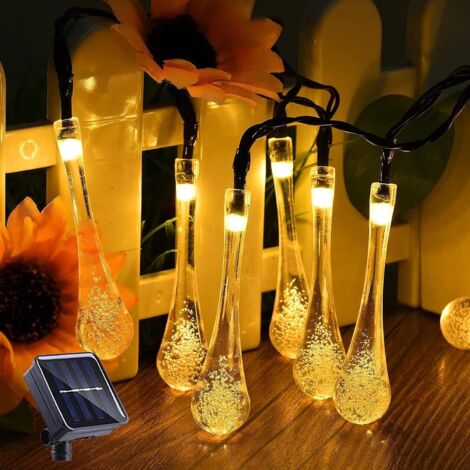 Guirlande lumineuse solaire d'extérieur, décorative et étanche pour jardin, arbres, fêtes de Noël, terrasse (blanc chaud)
