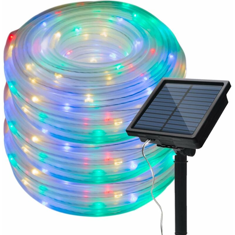 Guirlande lumineuse solaire d'extérieur, étanche 20 m, 200 led, 8 modes, tube en fil de cuivre, guirlande lumineuse solaire étincelante pour jardin,