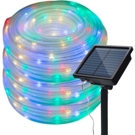 Guirlande lumineuse solaire d'extérieur, étanche 20 m, 200 LED, 8 modes, tube en fil de cuivre, guirlande lumineuse solaire étincelante pour jardin, fête de mariage, décorations de Noël (multicolore)