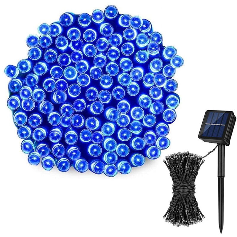 Guirlande lumineuse solaire d'extérieur étanche, 200 led, 22,9 m, 8 modes, pour jardin, terrasse, mariage, Halloween, décorations - bleu