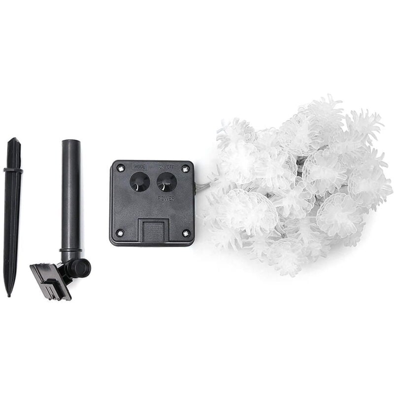 Guirlande lumineuse solaire d'extérieur étanche, idéale pour un jardin, une cour, un porche, une fête ou une décoration - Blanc