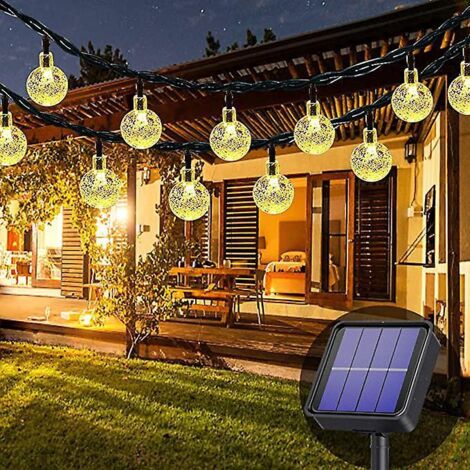 guirlande Lumineuse Solaire Dextrieur,  Blanc Chaud , 50 Led, 7 M, Tanche, 8 Modes Dclairage, Intrieur/extrieur - Pour Jardin, Terrasse, Cour, Mai