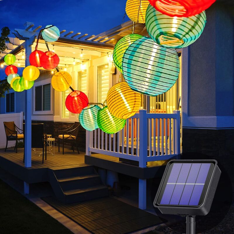 Guirlande Lumineuse Solaire Extérieur, 7 M/50 LED Lanternes 8 Modes Étanche Éclairage Solaire Pour Jardin, Balcon, Cour, Mariage, Décoration de Fête