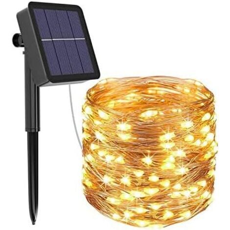BEIJIYI Guirlande Lumineuse Solaire Extérieure, 12m 120 LED Solaire 8 Modes Guirlande Guinguette Solaire Exterieure Étanche Décoration pour Jardin, Terrasse, Cour, Noël, Mariage, Fête Blanc Chaud，halloween, n