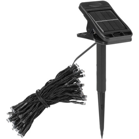 Guirlande lumineuse solaire extérieure étanche de 12 m avec 100 LED et pince de fixation pour la décoration de jardin, cour et pelouse