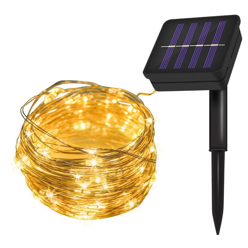 Guirlande Lumineuse Solaire Extérieure, [Lot de 2] Guirlande Lumineuse Solaire 10m 100 led Imperméable 8 Modes Guirlande Lumineuse Solaire en Fil de