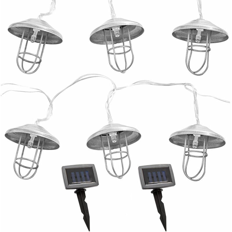 Guirlande lumineuse solaire à led, lampe solaire d'extérieur, décoration de jardin, style maison de campagne, piquet de terre à batterie, argent, 20x