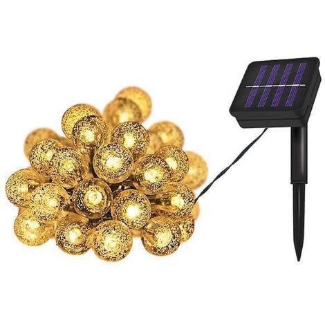 guirlande Lumineuse Solaire (lumire Blanche Chaude), 7 M 50 Led Tanches, 8 Modes, Lampes Solaires De Jardin Pour Cour, Porche Et Dcoration De Fte
