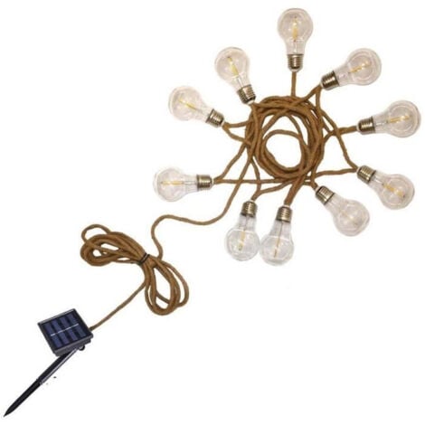 LUMISKY Guirlande solaire en corde 10 ampoules FANTASY CORD SOLAR Beige Corde 7.50M