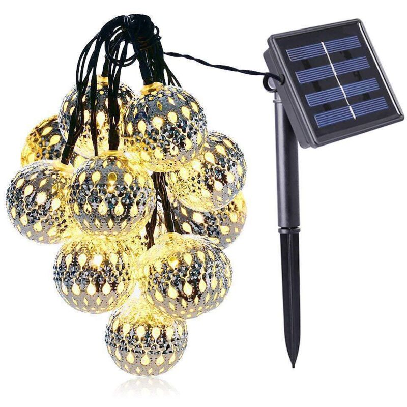 Guirlande lumineuse solaire marocaine d'extérieur, 5 m, 20 led, 8 modes, éclairage étanche pour jardin, patio, cour, maison, Noël, fête
