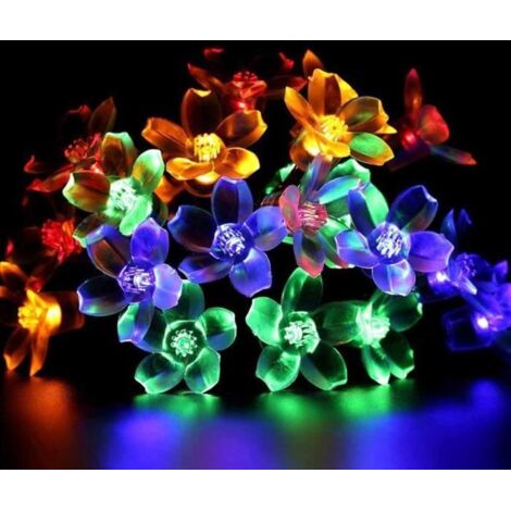 Guirlande Lumineuse Solaire Multicolore, 50 LEDs 7 Mètres Guirlande lumineuse Solaire D’extérieur pour Extérieur, Maison, Pelouse,