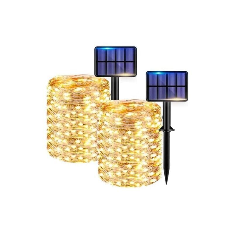 Guirlande Lumineuse Solaire [Paquet de 2], Total 44 M 440 Lumières Extérieures Lumineuses LED, 8 Modes Guirlande Lumineuse LED Extérieure Étanche