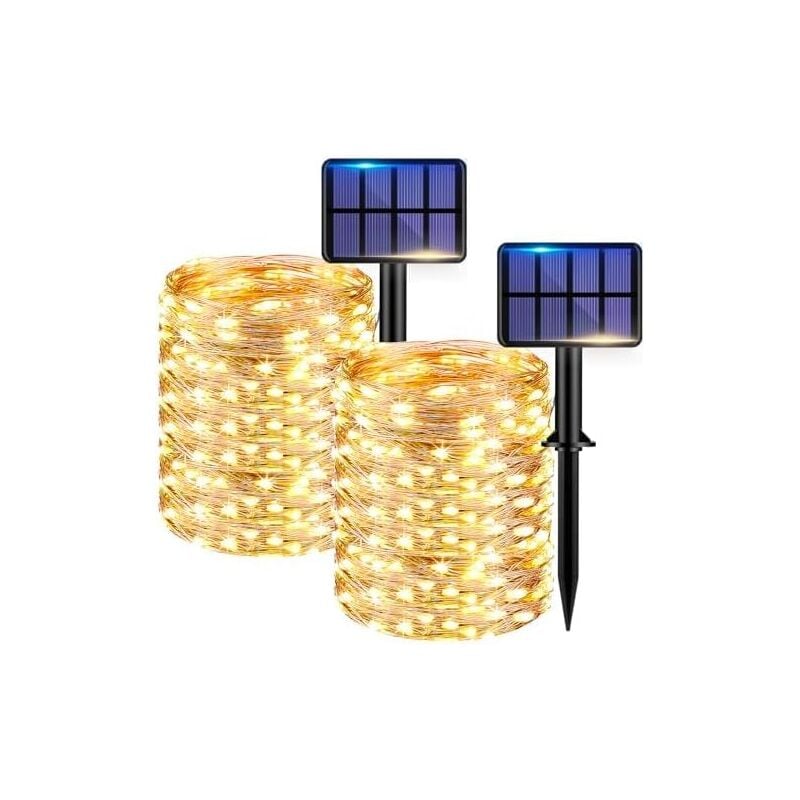 Guirlande Lumineuse Solaire [Paquet de 2], Total 44 m 440 Lumières Extérieures Lumineuses led, 8 Modes Guirlande Lumineuse led Extérieure Étanche
