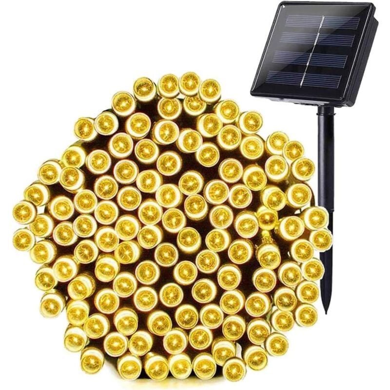 Guirlande lumineuse solaire pour l'extérieur et l'intérieur, 22m 200 Led (blanc chaud)