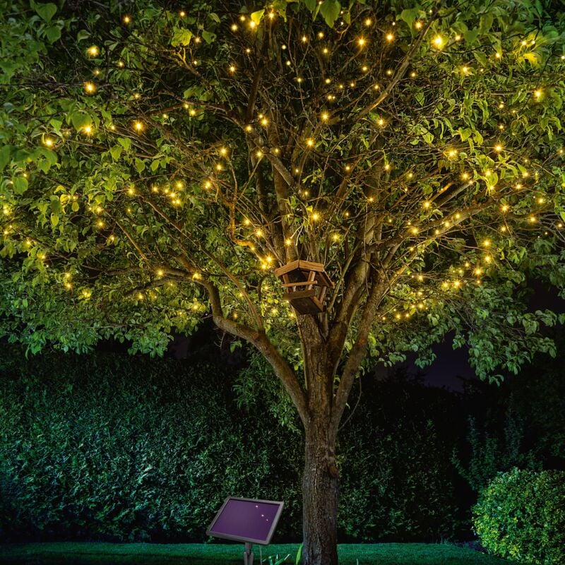 Guirlande lumineuse solaire Esotec avec 200 led blanc chaud résistantes aux intempéries 102570