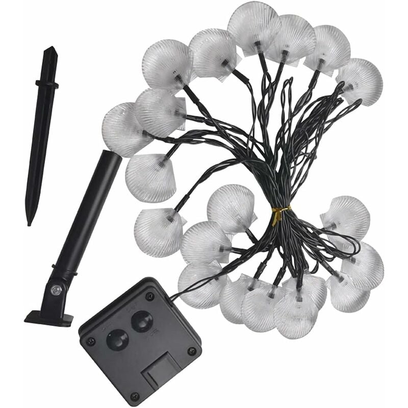 Guirlande lumineuse solaire Shell, 6M/19,7FT, 30 lumières, mariage, anniversaire de Noël, chambre de vacances, cour décorative, lumières LED,