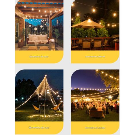 Guirlande Lumineuse ST38 LED Extérieure, prévision 2700K Lumières de Patio Vintage, Guirlande de Jardin pour Fête, Mariage, Camping, Plusieurs Tailles Disponibles (7.6M) 10 lumières