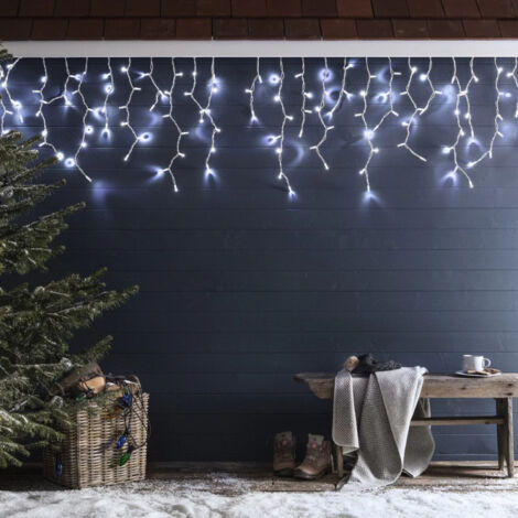 Guirlande lumineuse d'extérieur stalactite 22 m – 288 LED blanc pur et flash – IP44 – Pour décoration extérieure festive – Millumine