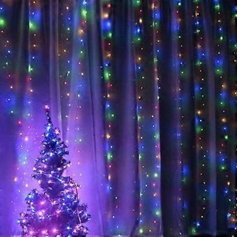 Guirlande lumineuse SZTXJ pour rideaux de fenêtre, 3 m x 3 m, 300 LED, effet cascade, alimentation USB, télécommande et minuterie, idéale pour la décoration de fêtes.