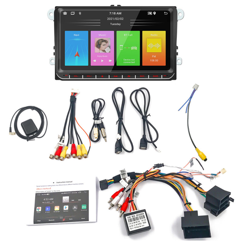 Autoradio Android 12, double DIN, navigation GPS, radio FM, écran IPS 9 pouces, Carplay, Android Auto, connexion Wi-Fi et Bluetooth, lien miroir,