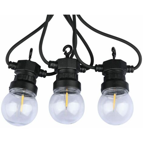 Guirlande lumineuse V-TAC 5 m, 10 mini ampoules LED à filament globe 4 W + transformateur, blanc chaud