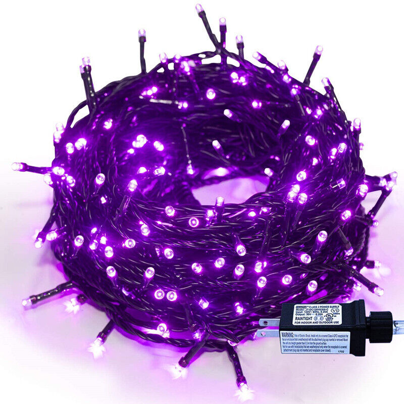 Guirlande lumineuse violette pour décoration d'Halloween, 20 m, 200 LED, éclairage d'extérieur, 8 modes, étanche, pour Thanksgiving, chambre, arbre,