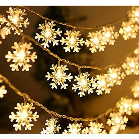 AOUGO Guirlande Lumineuse,Flocon de neige Guirlande Lumineuse,6M 40 LED Lumières de Noël Intérieur et extérieure,pour Décoration Maison Fête,guirlande noel,décoration sapin de noël,fairy lights NPTERBL