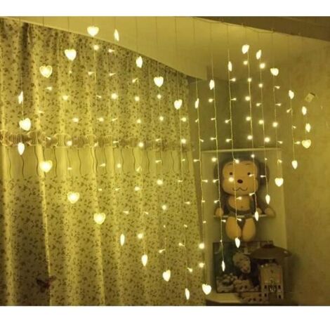 Guirlande lumineuse,Guirlande lumineuse en forme de cœur, 2m x 1.5m, prise ue-US, décoration pour noël, - Type blanc chaud-EU Plug