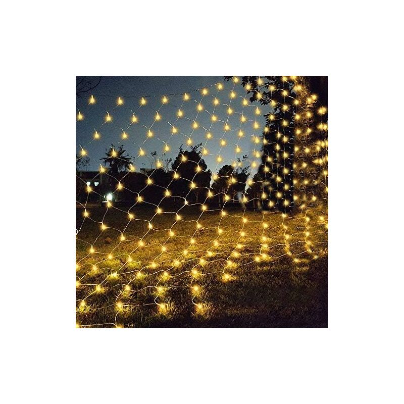 Guirlande Lumineuses Filet,192 LED Filet Lumineux 3M X 2M 8 Modes énergie étanche,Dimmable pour Chambre Noël Mariage Soirée Maison Jardin,Blanc Chaud