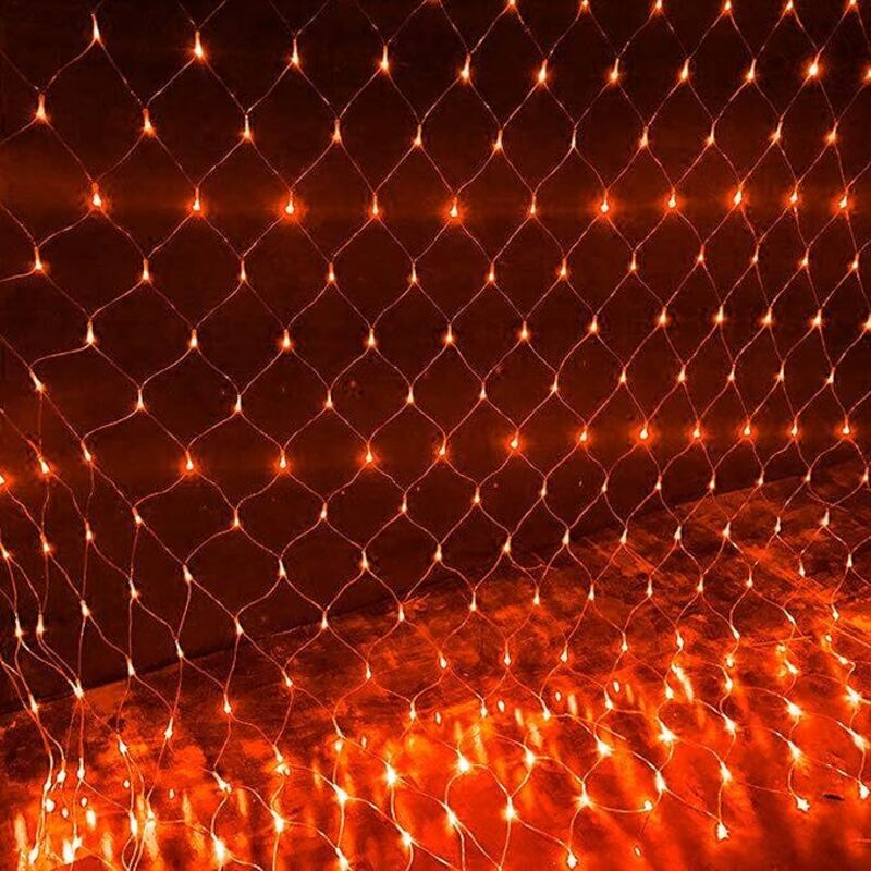 Guirlande Lumineuses Filet,192 LED Filet Lumineux 3M X 2M 8 Modes énergie étanche,Dimmable pour Chambre Noël Mariage Soirée Maison Jardin,Rouge