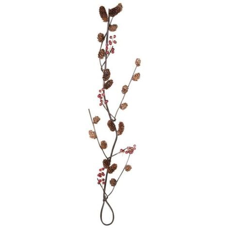 Guirlande marron avec pommes de pin et baies 140 cm