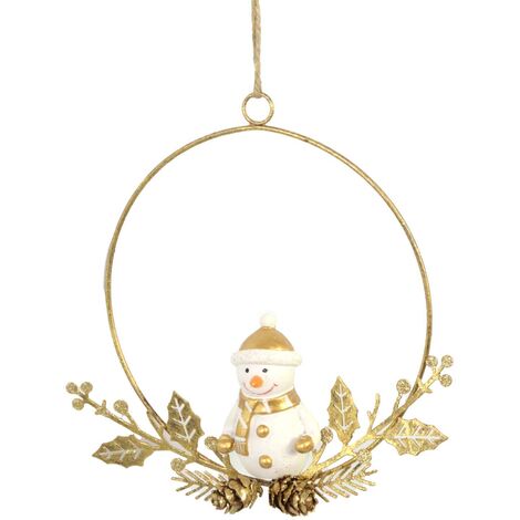 Guirlande métal bonhomme de neige or cm16x16x3