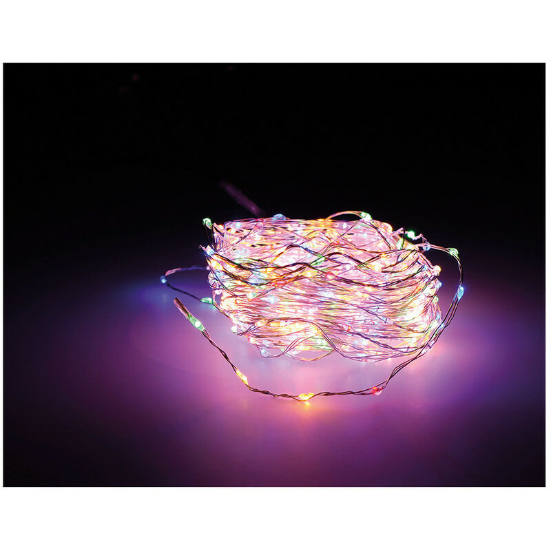 Micro guirlande led extra dense multicolore clignotante 900cm 567l silver cable