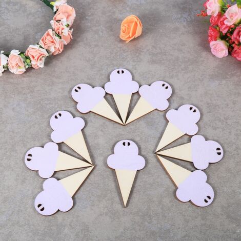 Guirlande Murale en Bois Forme Crème Glacée Déco Chambre Baby Nursery Garland 10 Pièces Modèle Purple avec Cordon 150cm 30g