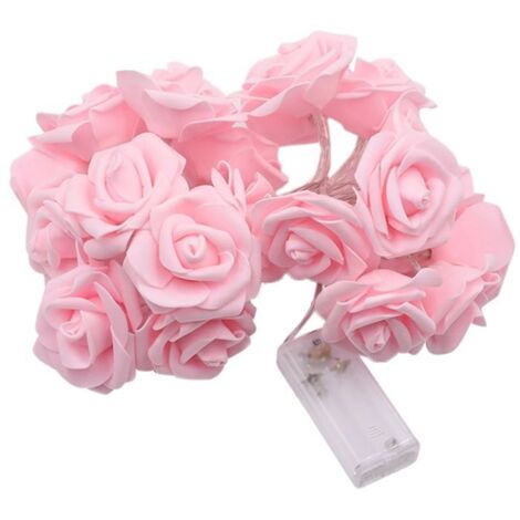 Guirlande neuse à fleurs roses et blanches pour décoration de chambre, ères de décoration de fête d'anniversaire à LED,