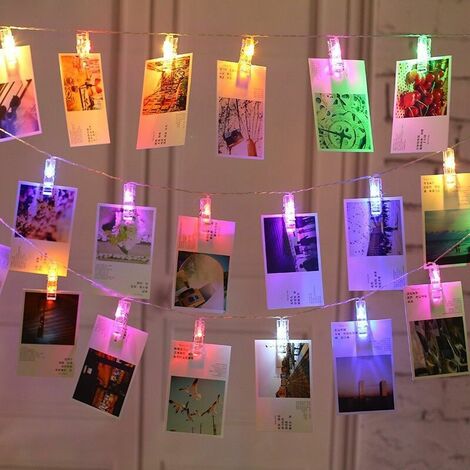 Guirlande lumineuse photo lumiere guirlandes lumineuses led multicolore  polaroid decoration noel interieur chambre deco anniversai - Cdiscount  Maison